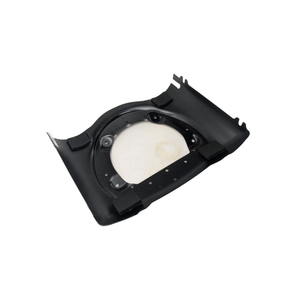 Matte black front headlight nacelle cover with curved edges and mounting holes, designed for Indian motorcycles.