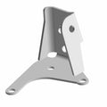 Gray metal coolant line bracket with angled mounting plate and three base holes.