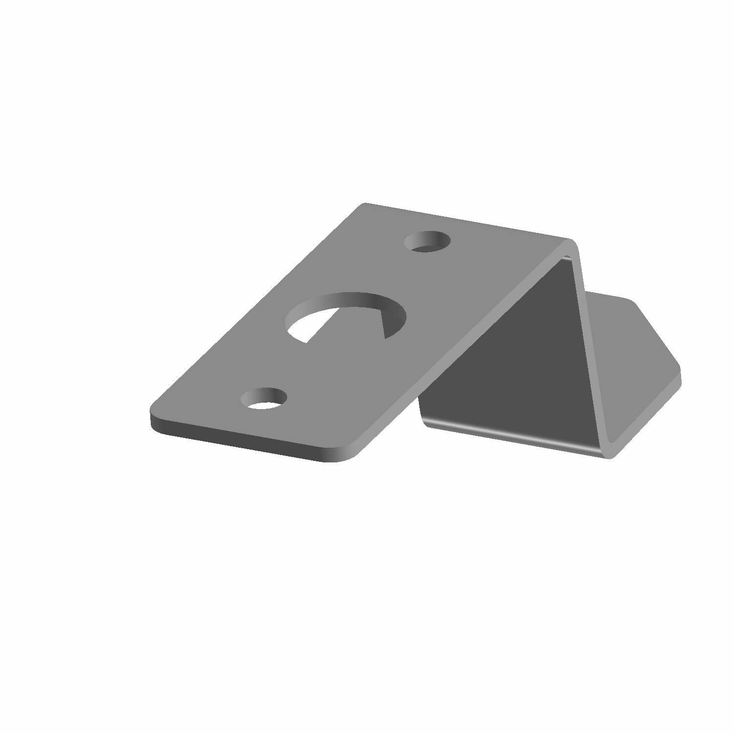 Black metal bracket pedal mount with angled design and three mounting holes.