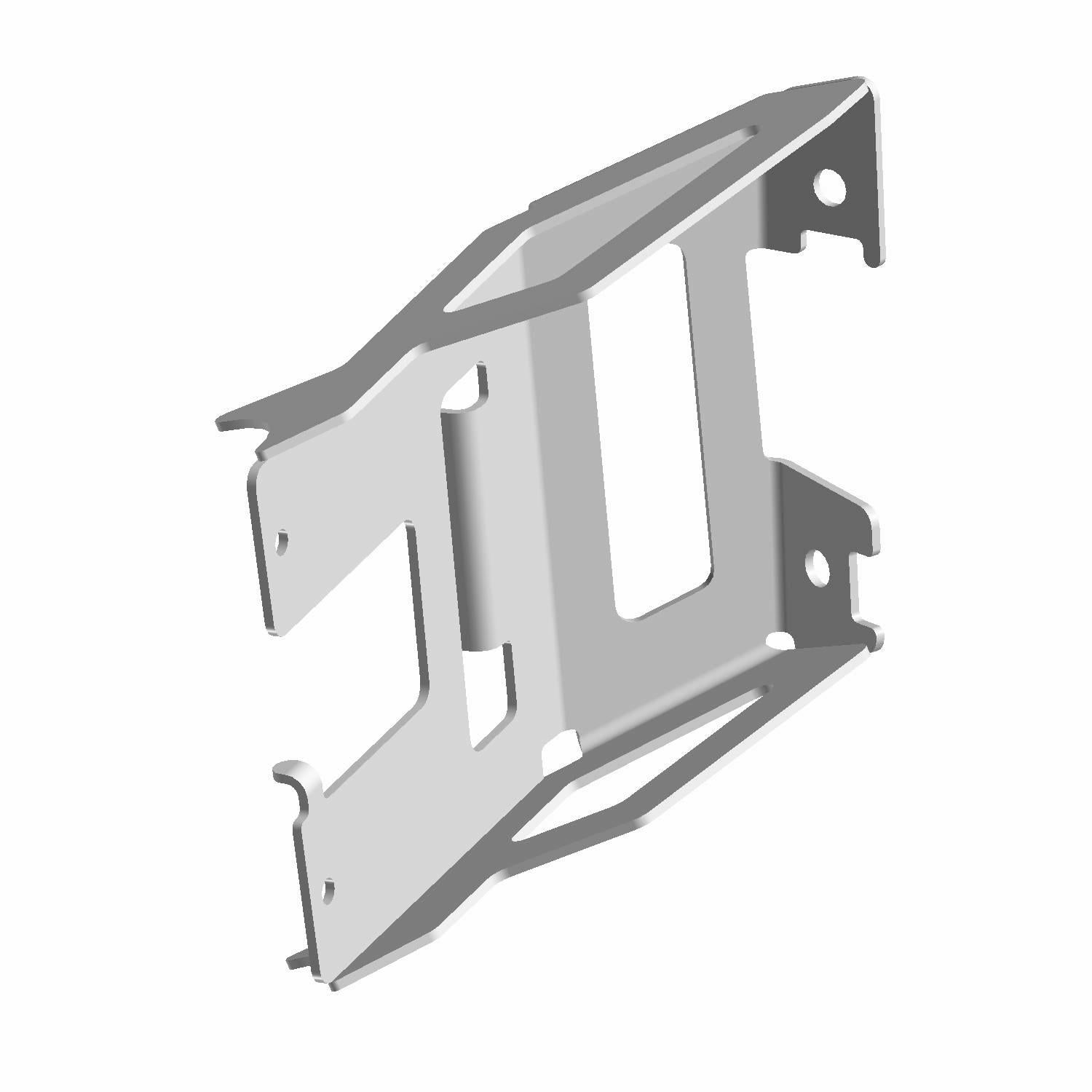 Gray metal front support bracket with angular cutouts and mounting holes designed for Polaris UTVs.