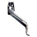Black metal front bumper mount bracket with angled design and multiple mounting holes.