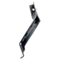 Black and silver metal front bracket mount bumper upper with angled design and mounting holes.
