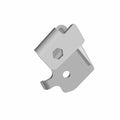 Silver metal bracket with angular edges and multiple mounting holes for Polaris front lower bumper left side.