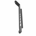 Black metal tank mount bracket with multiple circular cutouts and angled mounting holes.