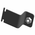 Black metal relay bracket with angled shape and hexagonal nut mounted on one end.