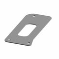 Gray rectangular metal bracket with rounded corners and a central rectangular cutout, featuring four mounting holes.