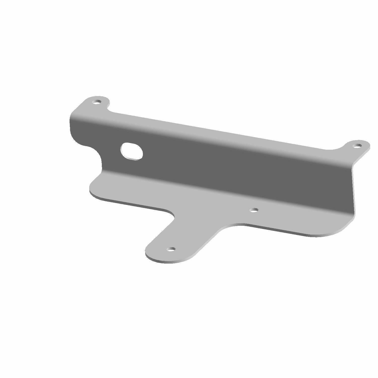 Gray metal ECU bracket with multiple mounting holes and angled design for Polaris diesel vehicles.
