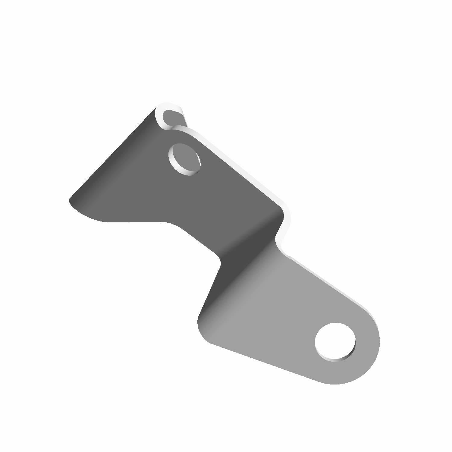 Gray metal rear mount bracket flare rig with angled bends and two mounting holes.