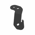Black metal sensor bracket with three mounting holes and a hooked end design.