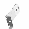 Silver metal coolant tube bracket with a bent shape and two mounting holes.