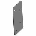 Black rectangular metal mounting bracket with four round holes, smooth finish.