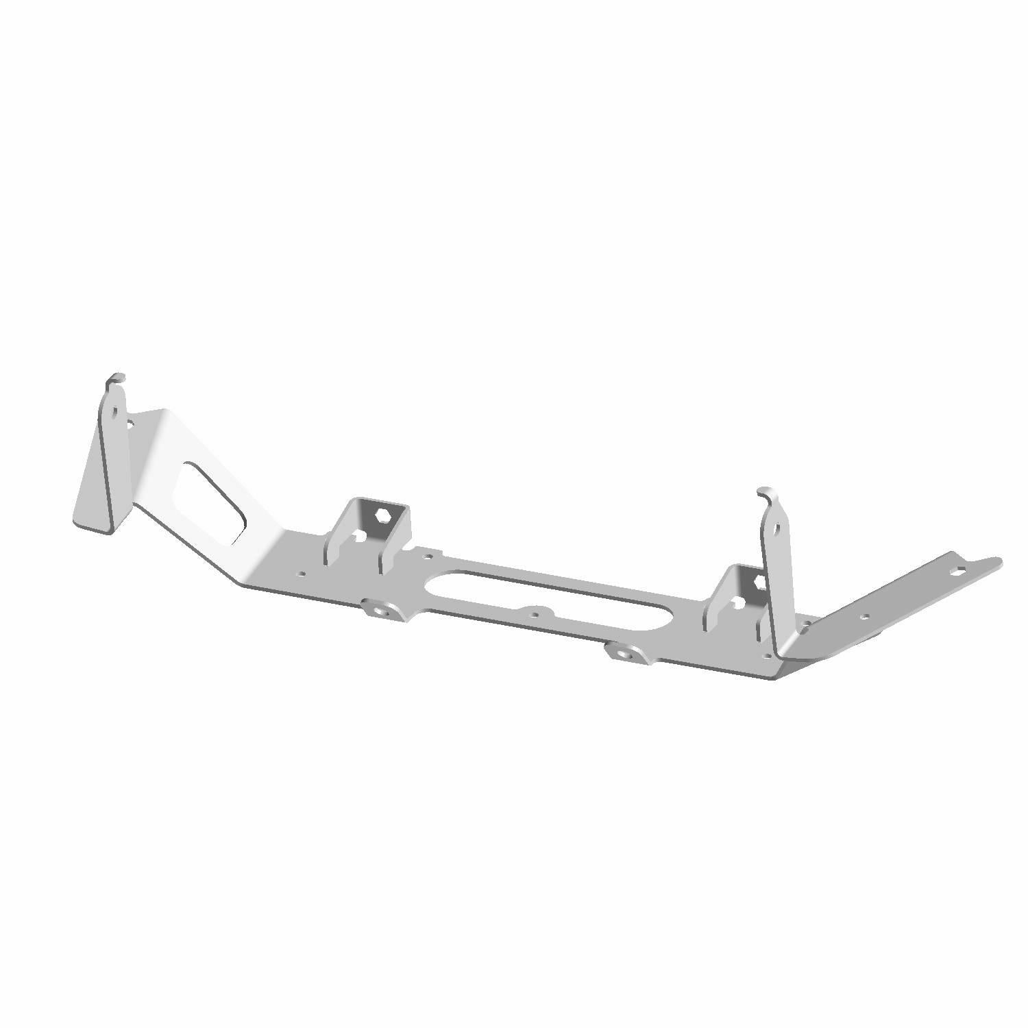 Silver metal fascia mount bracket box with multiple angled mounting points and cutouts.