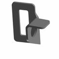 Black metal half door bracket with a rectangular cutout and a small horizontal mounting tab.