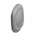 Chrome air filter cover with smooth, rounded design and three mounting holes.