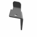 Black metal L-shaped bracket with single mounting hole and raised curved tab.