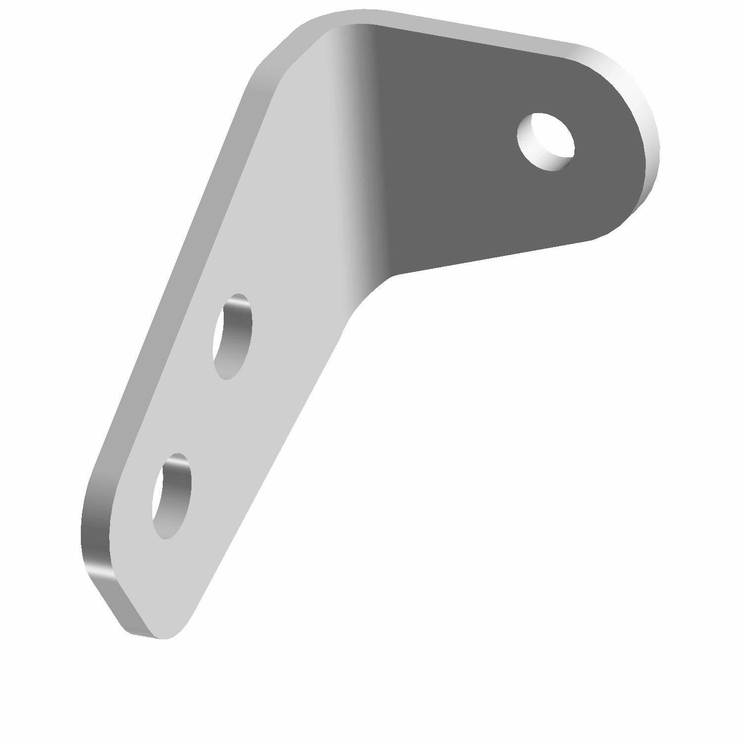 Black metal mirror mount bracket with angled design and three mounting holes.