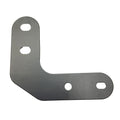 Black L-shaped metal bracket with three oval mounting holes and a textured finish.
