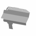 Gray powder-coated metal canister bracket with mounting holes and angled edges.