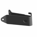 Matte black metal front support bracket with mounting holes and reinforced edges.