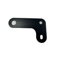 Black metal bracket with three mounting holes, L-shaped design with rounded edges.