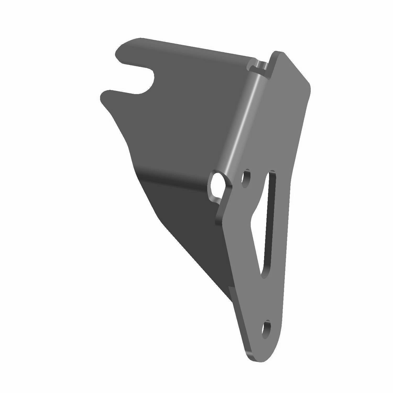 Gray metal shift cable bracket with mounting holes and angled design for Polaris UTVs.