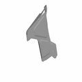 Gray molded plastic inner door panel with angular contours and mounting holes for left front side.