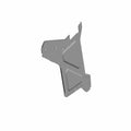 Gray rear inner door panel with angular molded design and mounting holes, left side for UTV.