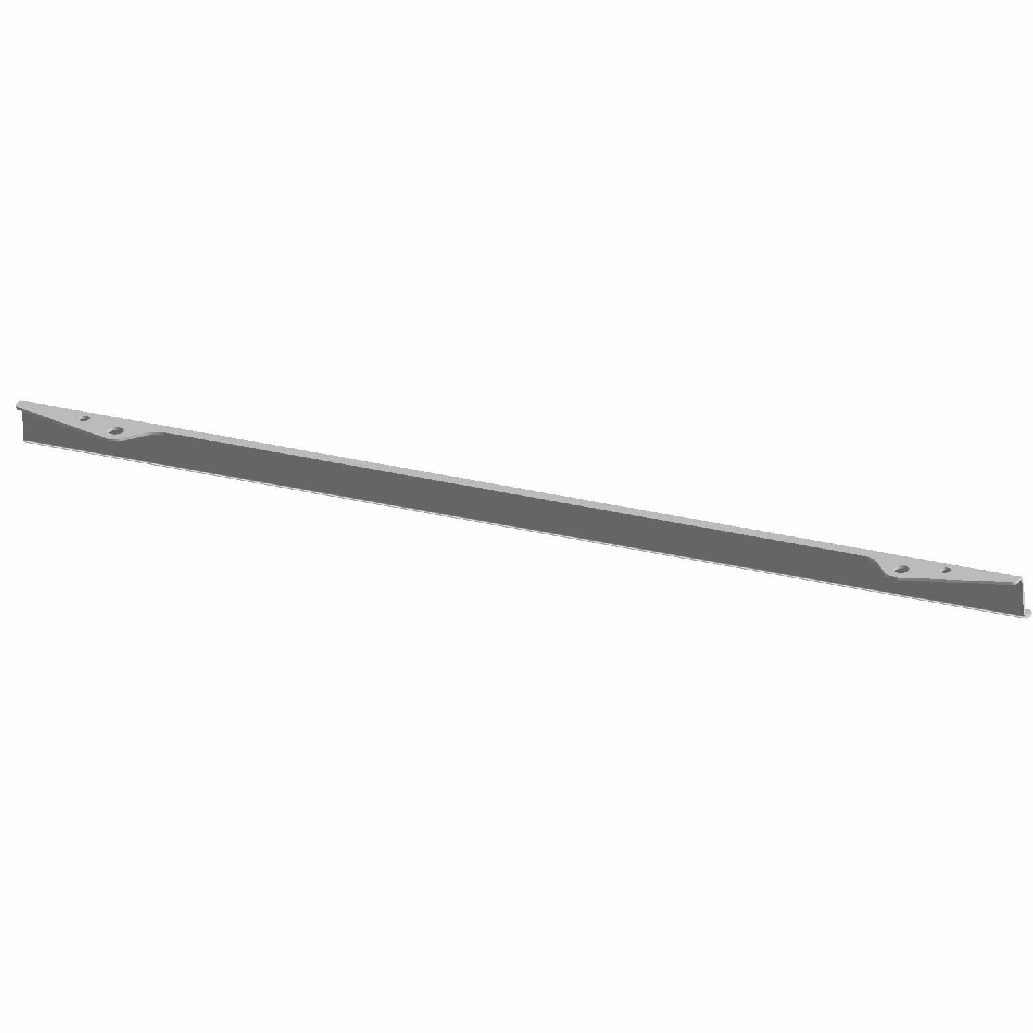 Gray metal support bracket with angled ends and mounting holes for radiator installation.