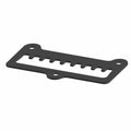 Black metal seat slider adjustment plate bracket with multiple rectangular slots and three mounting holes.
