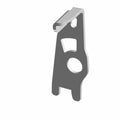 Red metal bracket with angular cutouts and mounting hole for Polaris latch actuator left side.