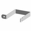 Gray metal strap with rounded end hole and hooked opposite end for cable or grommet routing.