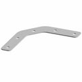 Black angled metal bracket with six evenly spaced mounting holes for debris flap installation.