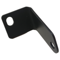 Black metal L-shaped light bar bracket with two mounting holes, smooth finish.