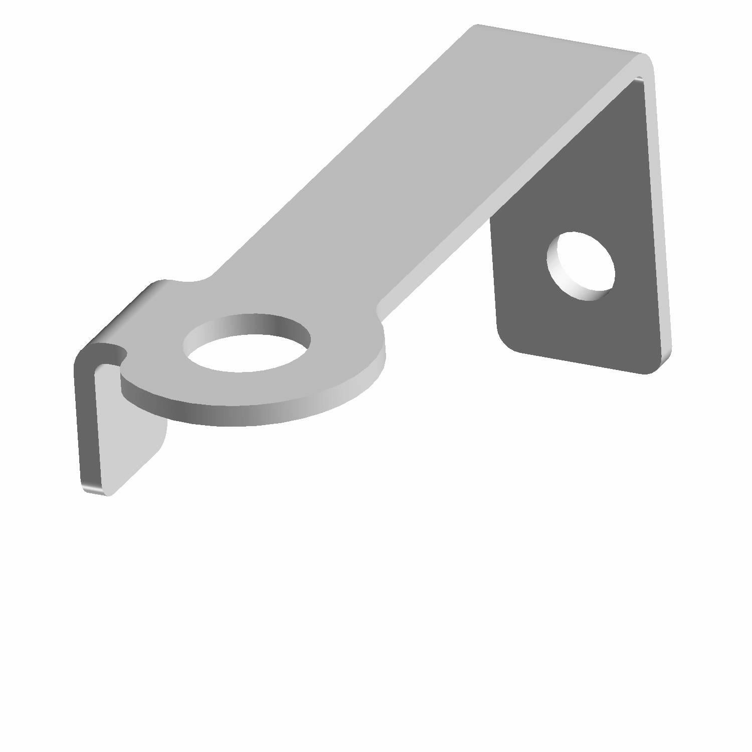 Gray metal connector mount bracket with two circular mounting holes and angled design.