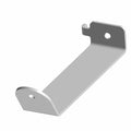 Matte gray metal DIN mount bracket with flat base and angled side flanges with mounting holes.