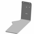 Gray metal L-shaped shield bracket with multiple mounting holes and smooth finish.