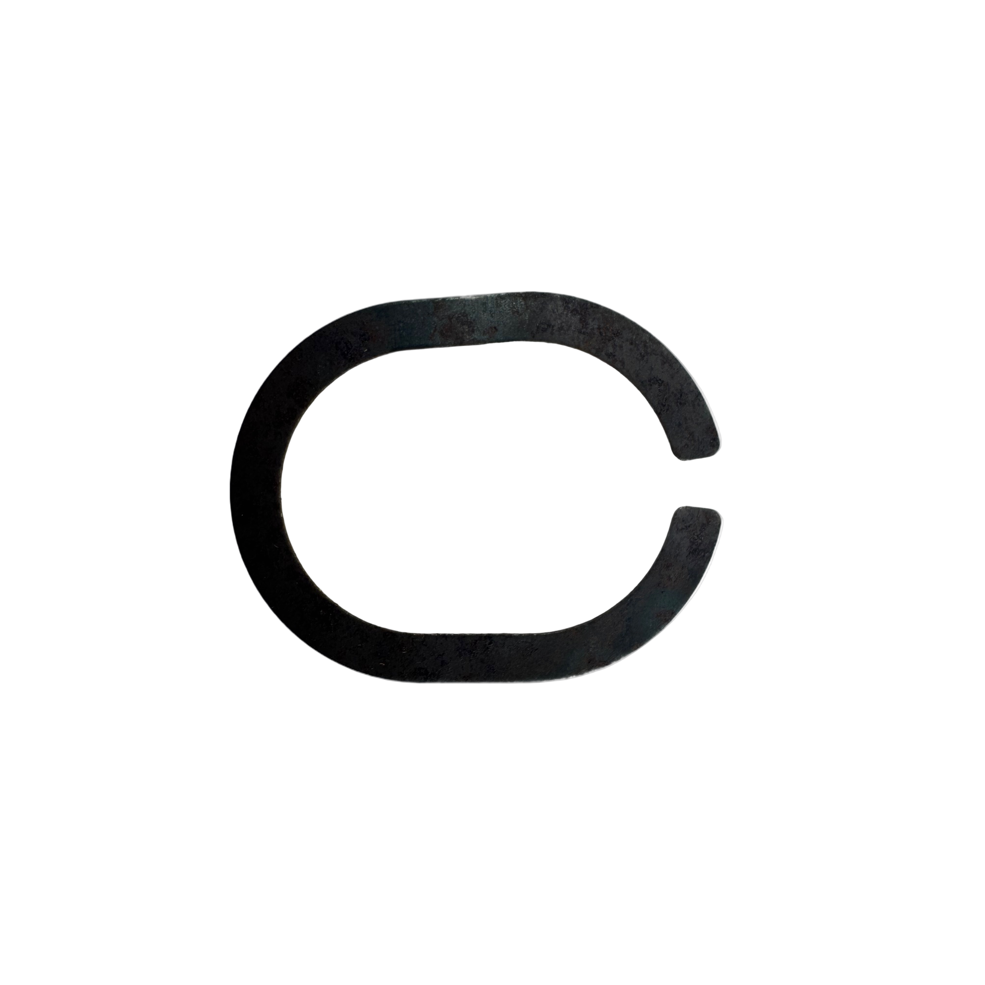 The Seat-Spring, Clutch by Polaris is a flat, dark metal C-shaped snap ring with an open end, commonly used as a clutch seat spring in OEM Polaris parts and shown isolated on a white background.