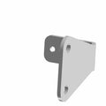 Black metal brake hose bracket with three mounting holes and angled design.