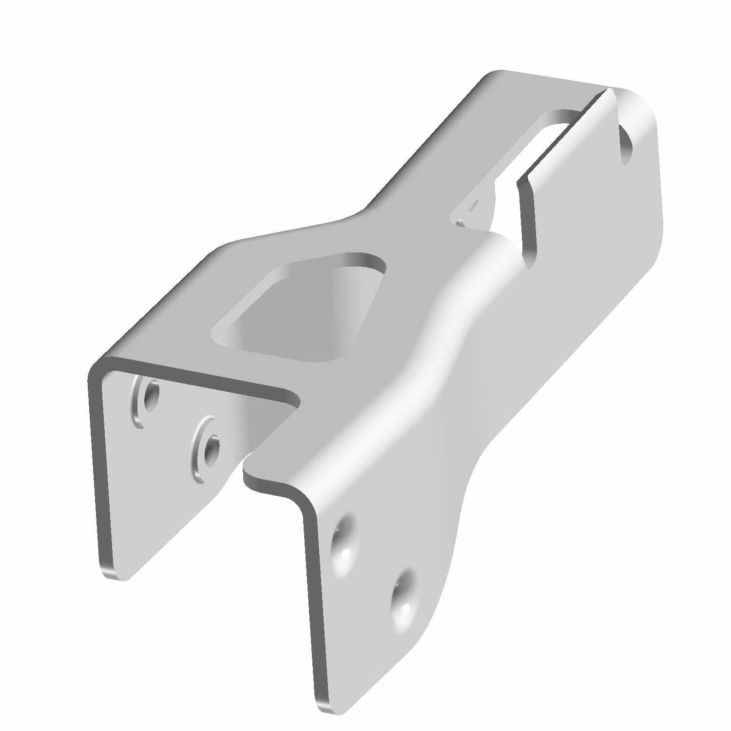 Black metal door track bracket with multiple mounting holes, angular design for Polaris UTV.