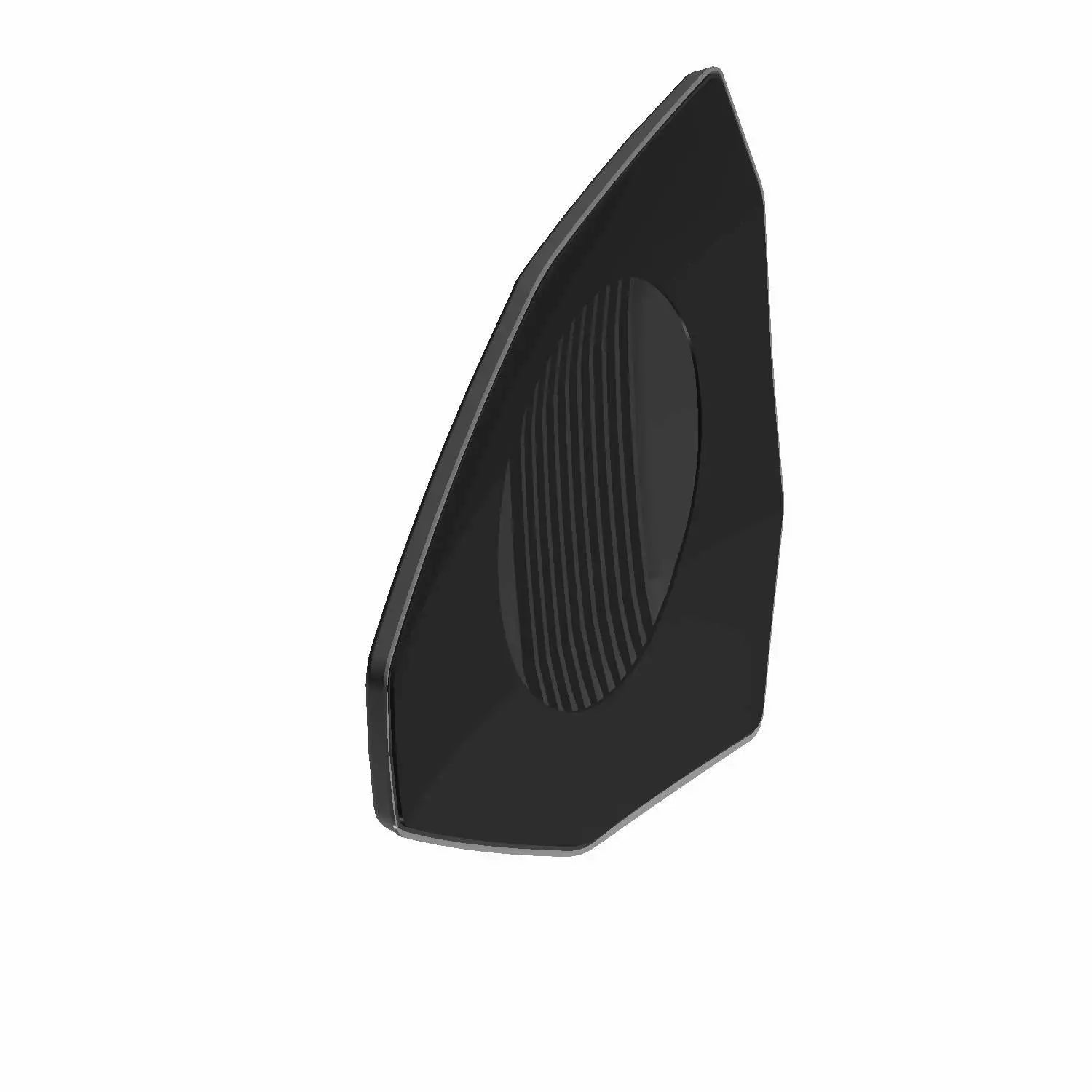 Black angular motorcycle badge with textured ribbed center and smooth edges.