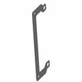 Black metal battery lift bracket with elongated rectangular shape and mounting holes on each end.