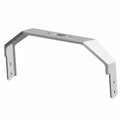 Black metal seat latch bracket with angled sides and mounting holes.