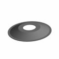 Gray circular sensor shield with central hole, smooth slightly concave surface, durable material.