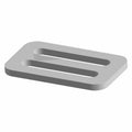 Rectangular silver metal locking ladder plate with two parallel elongated slots.