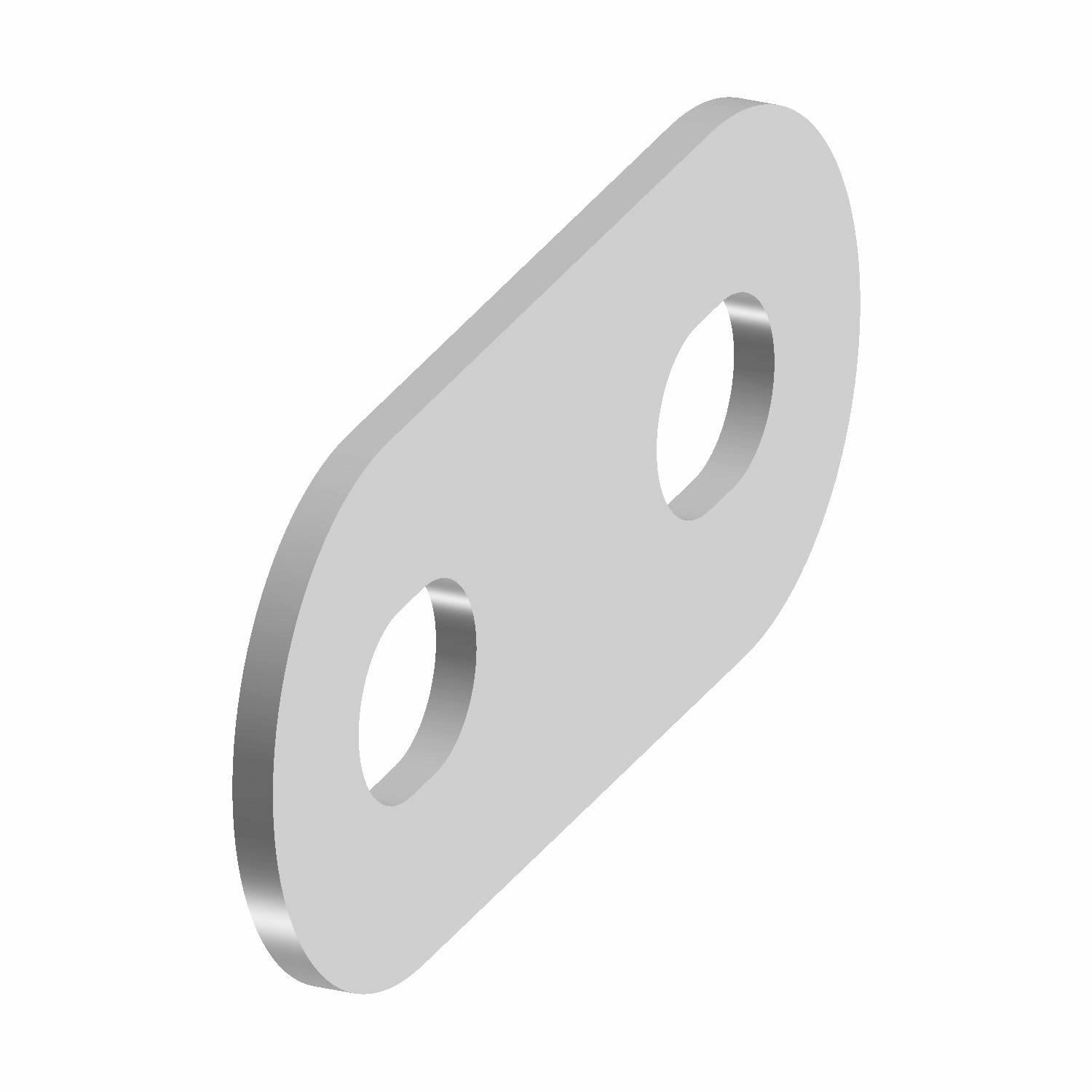Silver metal hinge adjustment plate with two round mounting holes.