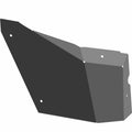 Matte black angular floor panel with mounting holes, designed for left side installation.