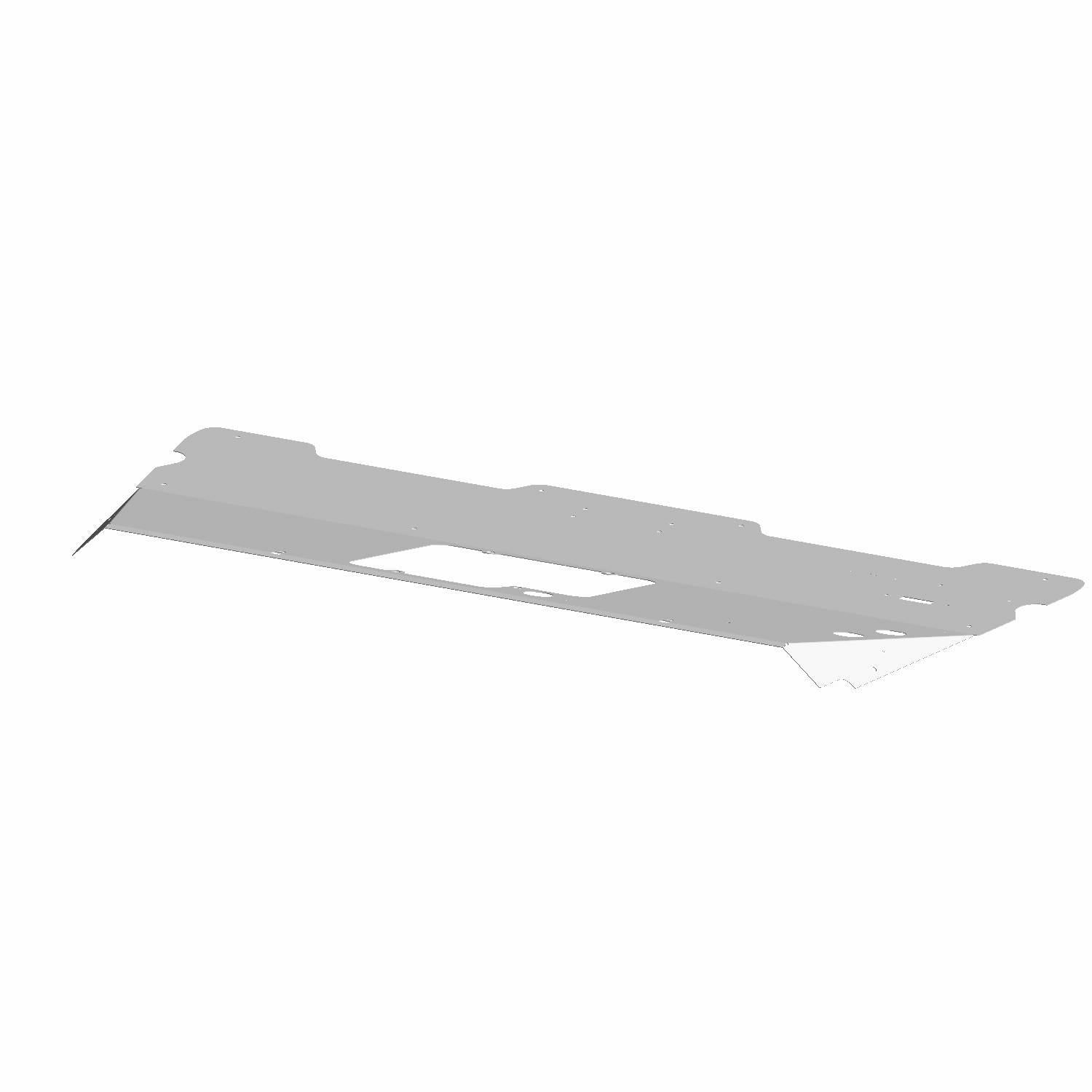 Matte black metal closeoff panel with cutouts and angular edges for Polaris UTV models.