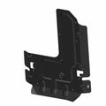 Black metal heat shield with angular design and multiple mounting holes for offroad vehicle protection.