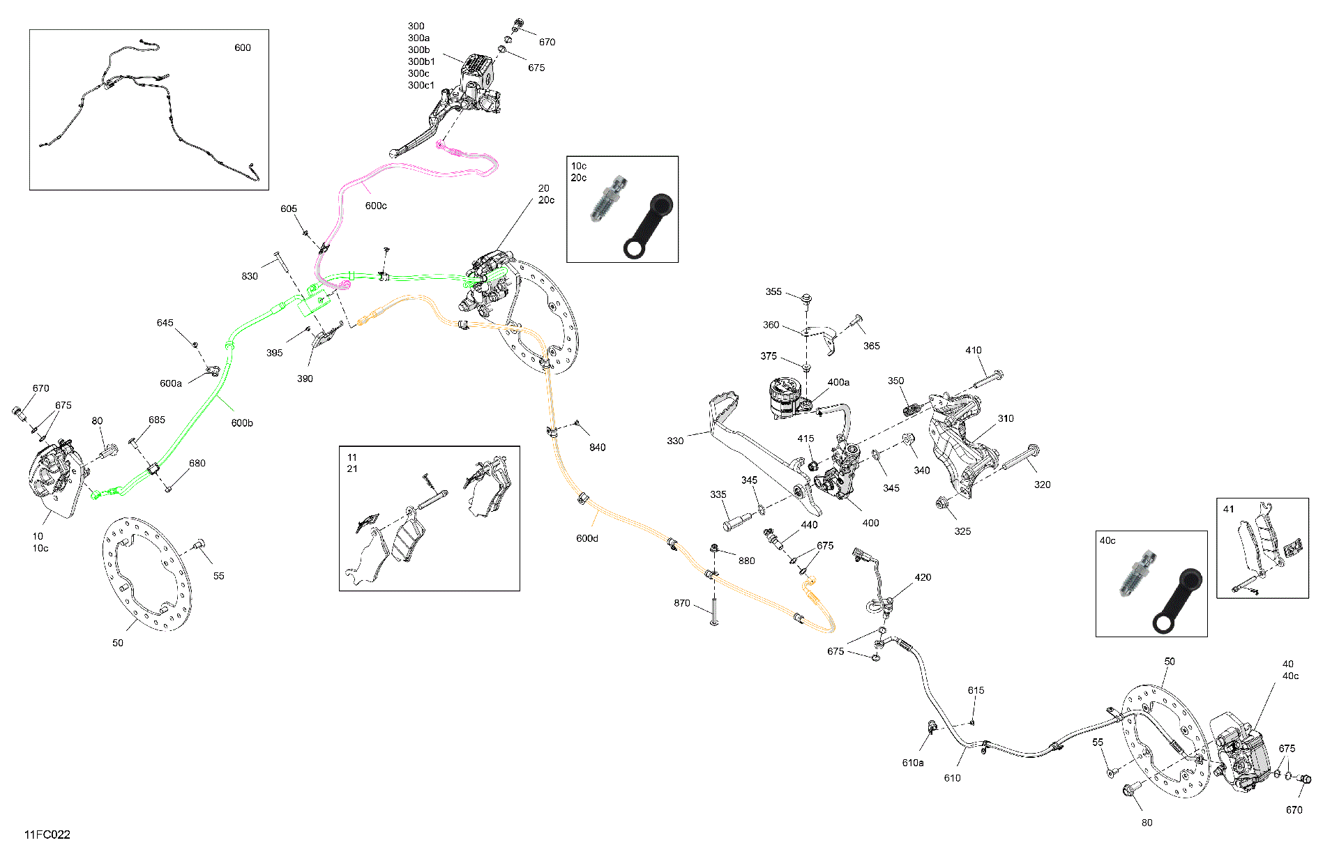 An Image of a Genuine Can-Am Parts Schematic Diagram showing the schematic - MECHANIC - BRAKE SYSTEM