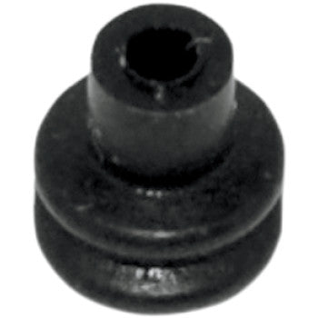 Close-up of MT Series Wire Seals by Namz—small black rubber grommets with a central hole, perfect for sealing or protecting wires or connectors through panels. Sold as a 50 pack for custom applications.